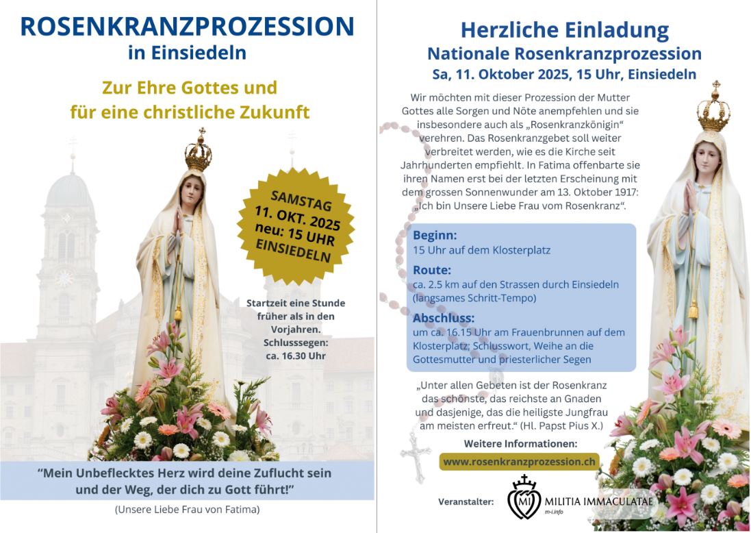 Flyer Rosenkranzprozession Einsiedeln 2025-Doppelseite